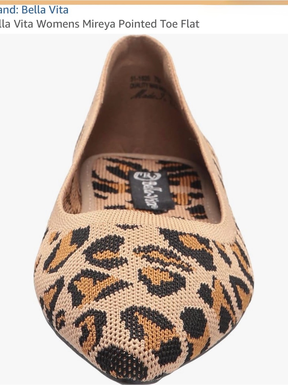 Bella Vita Mireya Pointed Toe Flat — Leopard Print Tan & Black